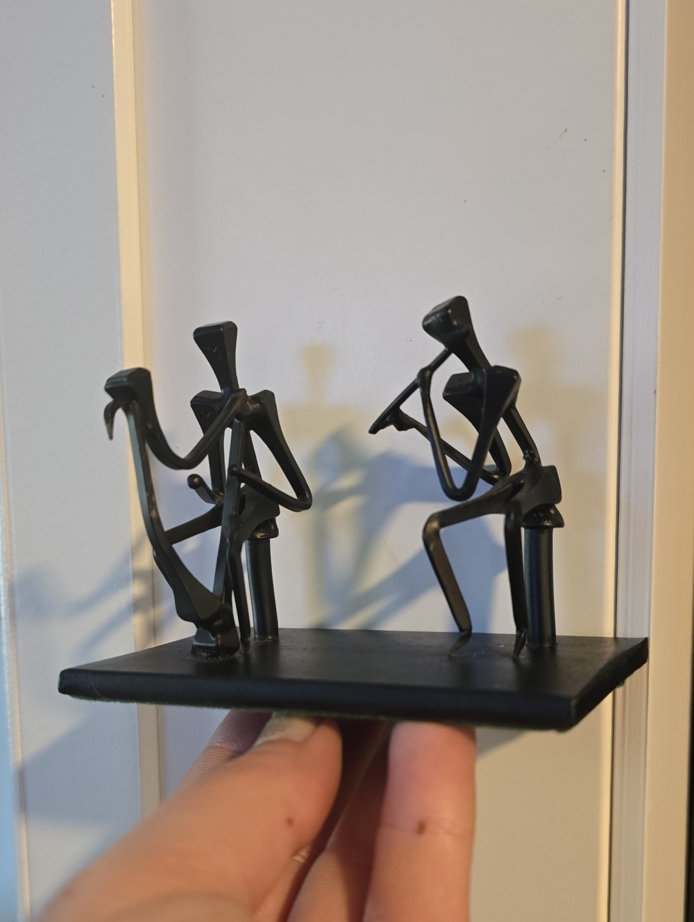 1970s Brutalist Metal Nail Craft Musician Duet Sculpture – Irish Studio Folk Art